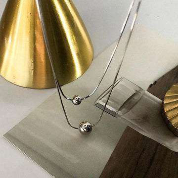 New Fashion Double-layered Geometric Minimalist Beads Pendant Necklace - The Jewellery Supermarket